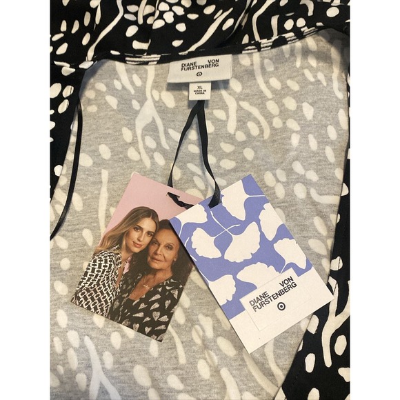 Diane von Furstenberg DVF x Target - Midi Sea Spots Black Wrap Dress XL NWT - Picture 2 of 3